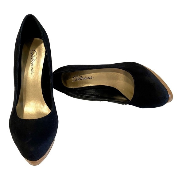 NWOTB - Delicious Sexy Black Suede Platform Pumps Size 8.5 - Picture 5 of 9